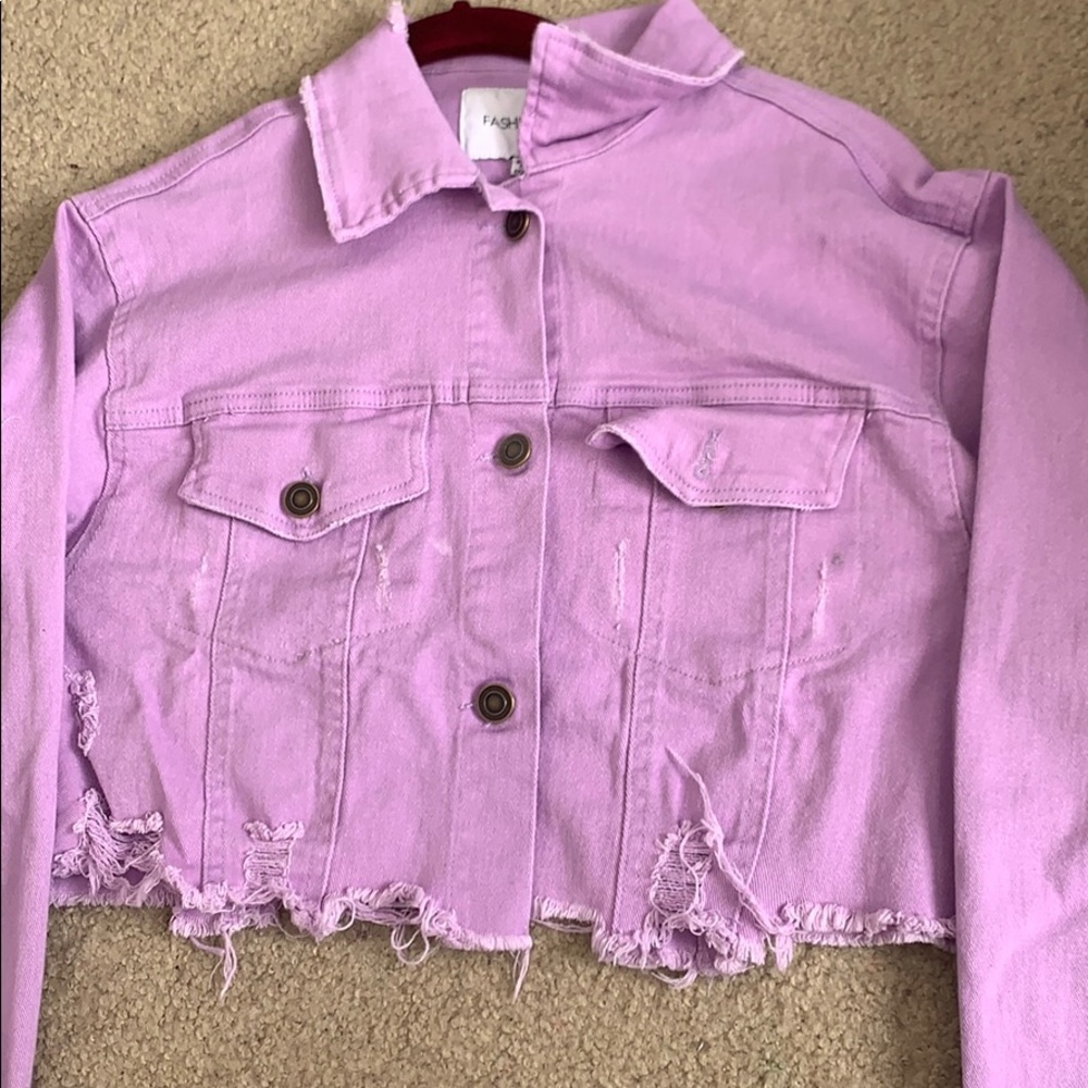 Lavender jean ripped jacket